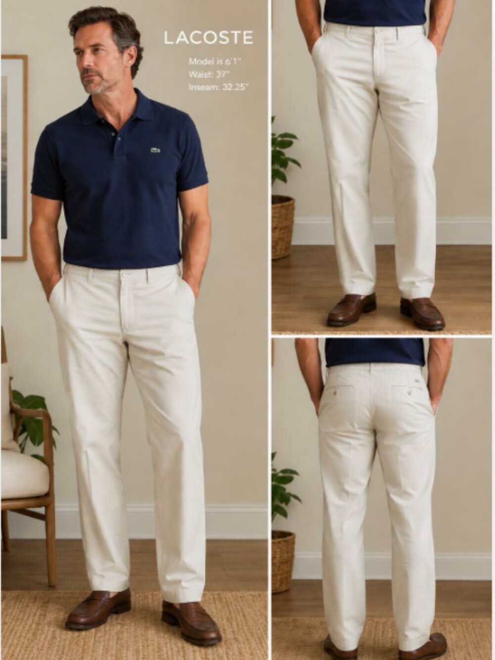 LACOSTE 37X32 CHINO PANTS